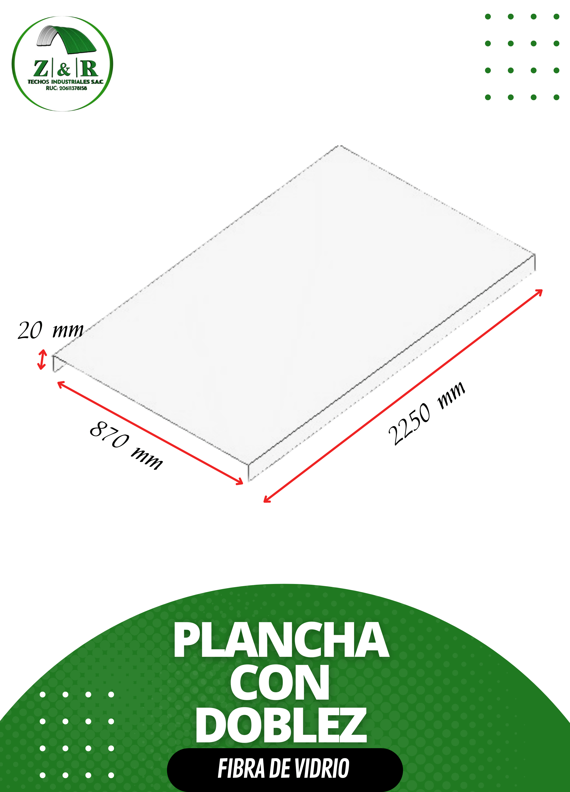 plancha con doblez medidas z&r